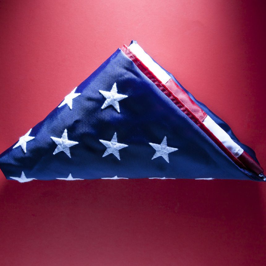 The flag of the state of Delaware with a blue background and a central coat of arms.