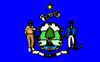 The flag of the state of Delaware with a blue background and a central coat of arms.